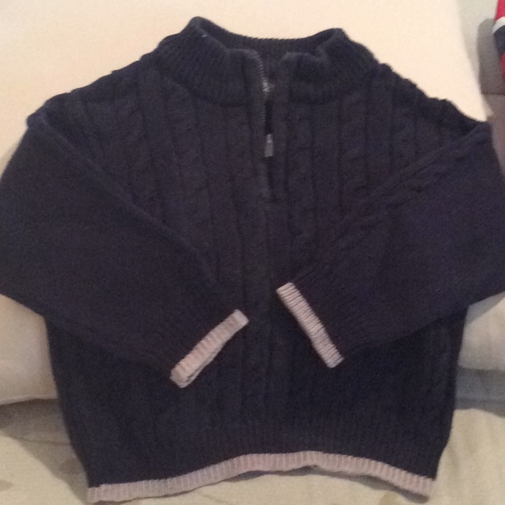 Boys navy cable sweater, half zip